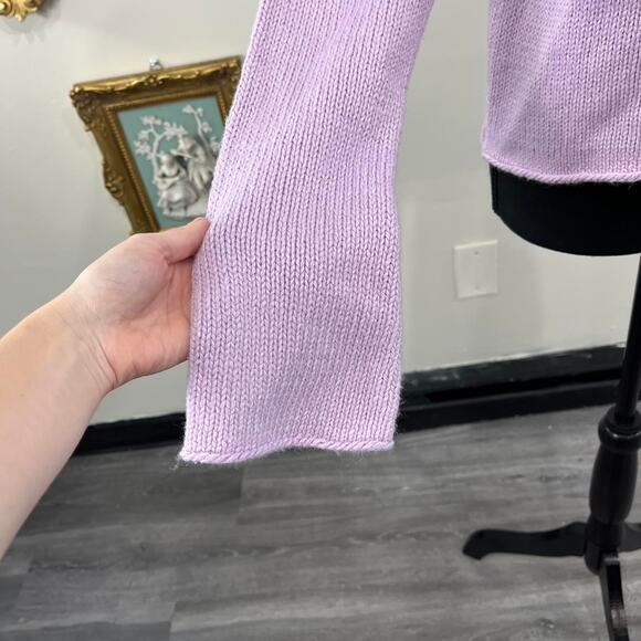 Vintage Y2K Rue 21 Lilac Fair Isle Sequin Knit Turtleneck Sweater Bell Sleeves - Picture 4 of 5
